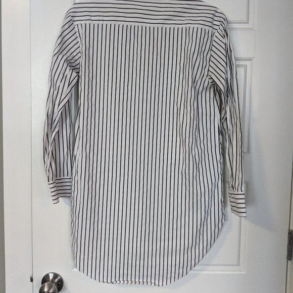 Zara Long Oversized Striped Button Down Blouse - Picture 5 of 8